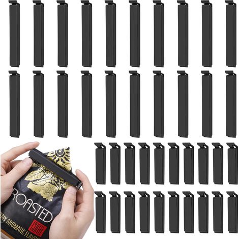 Lot de 40 clips de fermeture sachet - 6/11 cm - En plastique alimentaire - Pour sacs de congélation - Pour café, bonbons, biscuits (1/5)