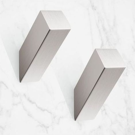 Set mit 2 Handtuchhaken aus gebürstetem Nickel-Edelstahl, moderne und robuste Wandhaken, silberner Bademantelhaken für Badezimmer, Wohnzimmer, Hotelstil, Wandmontage (1/5)