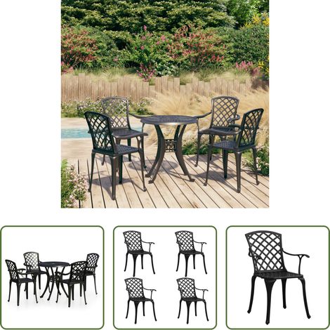 Aluminiumguss - 5-tlg. Bistro-Set Aluminiumguss Schwarz (1/5)