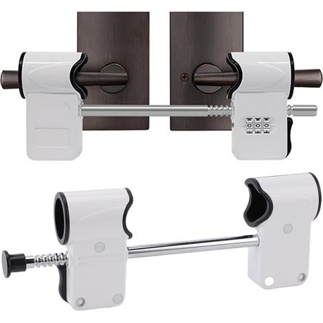 Serrure à code à 3 chiffres pour porte double, avec tige rétractable en acier allié, pour porte-fenêtre à la française, idéale pour la maison. (1/3)