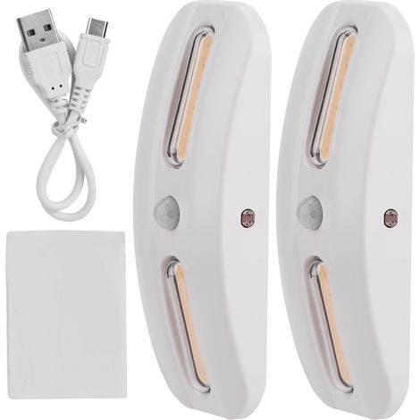 Lot de 2 lampes LED COB à détecteur de mouvement, rechargeables par USB, pour armoire ou penderie, veilleuse (1/5)