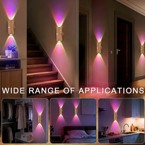 (4 unités) Veilleuse LED rechargeable, applique murale avec détecteur de mouvement, éclairage d'ambiance à dégradé RGB (1/5)