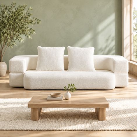 Divano letto 2 posti 190x102x42 cm in schiuma bianca, senza montaggio, MEUBLIV (1/5)