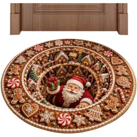 Paillasson de Noël rond antidérapant 60 cm (1/5)