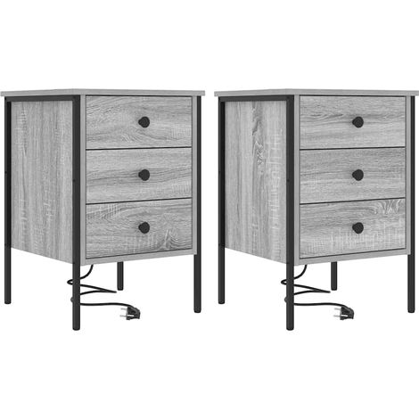 Maison Exclusive - Nachttisch 2 pcs Graues Sonoma 42 x 41 x 61 cm