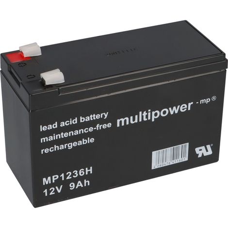Multipower MP1236H AGM Hochstromakku 12V 9Ah – F6,3 mm (1/5)