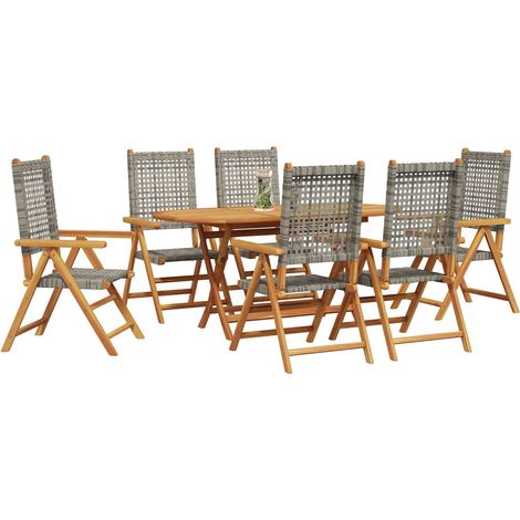 Maison Exclusive - Set da Pranzo per Giardino 7 pcs Grigio