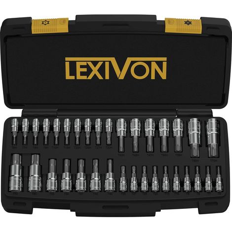 Coffret de douilles acier allié S2 Complet de 34 pièces, étoile solide et inviolable T6 à T70 Etui de rangement améliorée (1/5)