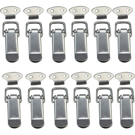 Attache Capot 12 Pièces, Fermeture à Levier,Loquet à Bascule Fermoir à Ressort avec Crochet en Acier Inoxydable pour Coffret, Boîte, Tiroir, Armoire (1/5)