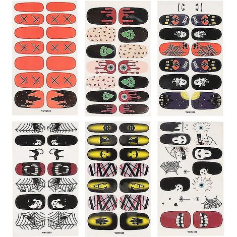 6 Halloween-Nagelaufkleber für Halloween-Dekorationen