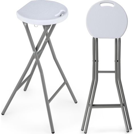 COSTWAY Sgabello Pieghevole da Campeggio in HDPE con Maniglia (Bianco,2) (1/5)
