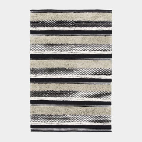 Tapis 100% coton - Niksen - Ligne beige et noir - 120 x 170 cm (1/5)
