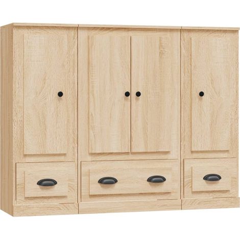 Maison Exclusive - Aparador alto 3 piezas madera contrachapada ro (1/5)