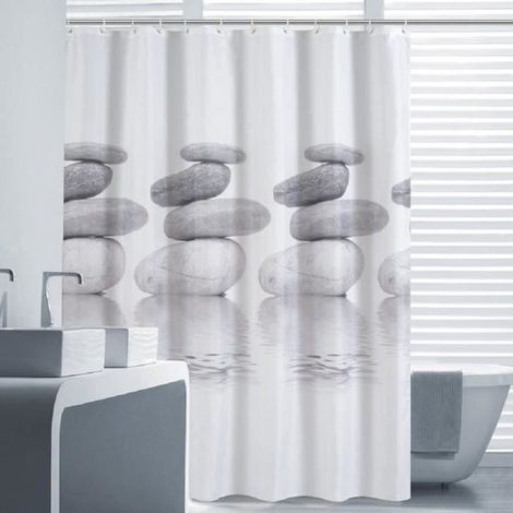 Tenda da doccia - stampa effetto ciottoli - impermeabile - 180x180 cm (1/3)
