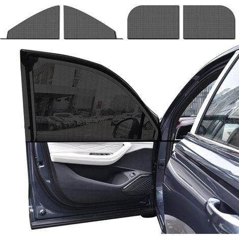 4 teiliges Auto Sonnenschutzset Seitenfenster Schutz Sonnenschutz für Front und Heckscheibe zum Hitzeschutz und UV Schutz atmungsaktives Netzgewe (1/5)