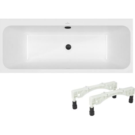 Baignoire droite 170 x 75 VILLEROY & BOCH Architectura + Pieds + Vidage de baignoire WIRQUIN noir