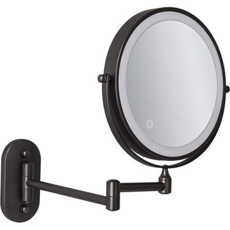 Miroir Maquillage Miroir Grossissant Lumineux ×10, Double Face Miroir Mural 360° Pivotant et Extensible Miroir Salle de Bain avec Eclairage, Chargement avec USB7X (1/5)