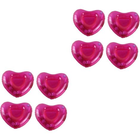 8 porte-gobelets gonflables flottants en forme de coeur Dessous de verre flottants pour la piscine Dessous de verre gonflables pour l'eau Boissons flottantes Jouets de fête à la piscine roses Boissons (1/5)