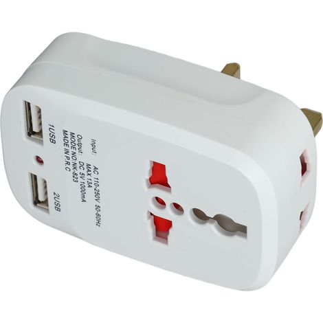 110-250V New Multi-functional Adapter with Dual USB Ports, Suitable for Travel, American, European, British, and Small South African Standards (1/5)