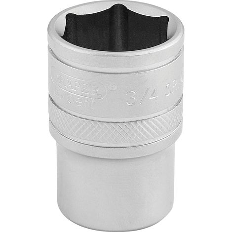 Draper 3/4-Inch 6-Point Socket, 1/2-Inch Square Drive, Micro Satin Chrome Finish, Model 16631 (1/5)