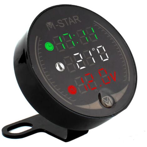 Testeur de Tension, Voltmètre VTT 4 en 1 + Horloge Electronique + Thermomètre + Chronomètre Digital LED, Noir (1/5)