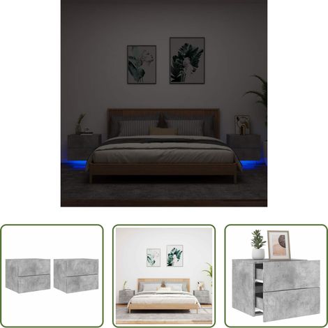LED-Leuchten - Wand-Nachttische mit LED-Leuchten 2 Stk. Betongrau (1/5)