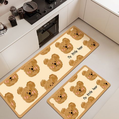 Appliquer Bear Plus [Absorbant, Antidérapant, Séchage rapide] 5020cm Boue de diatomées Tapis de sol ménager en terre de diatomées résistante à l'usure, orné d'un joli motif d'animaux de dessin animé, (1/5)