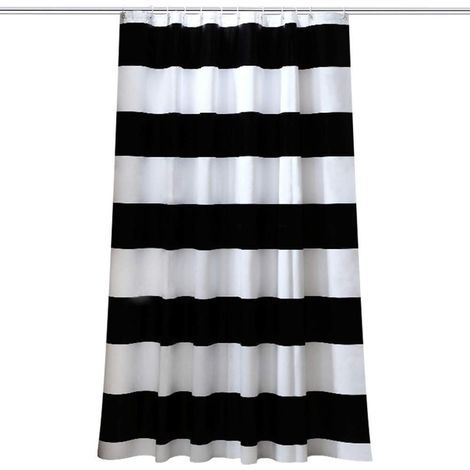 180200cm Bathroom Shower Curtain Waterproof Mildew Proof Polyester Fabric Black and White Stripes Pattern (1/4)