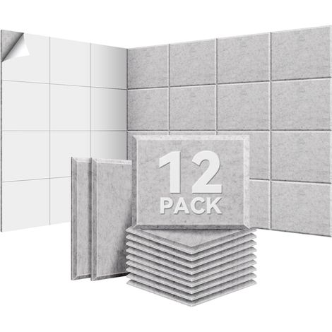 Acoustic Wall Panels Pack of 12 15.50 m² Silver Grey Stickers (1/5)