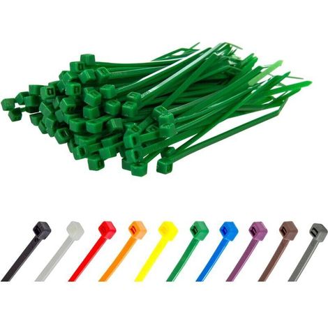 Kabelbinder aus Nylon – 100 mm x 2,5 mm – Grün – Kleine Kabelbinder – Kabelklemmen – 100er-Packung – Crezuo