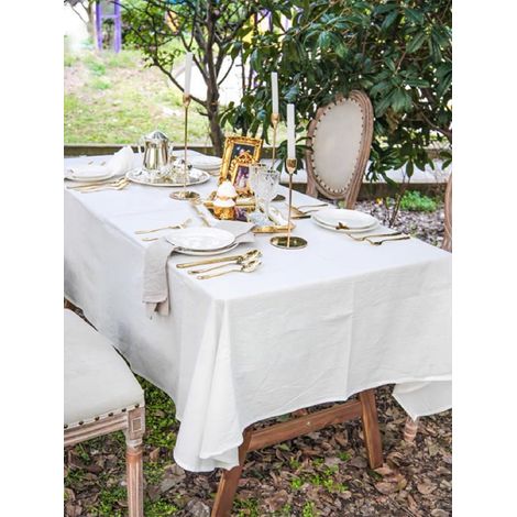 Cremefarbene Tischdecke, 100 % waschbare Baumwolle, ideal für Feste, Picknicks, Hochzeiten und DIY-Projekte, 180 x 140 cm