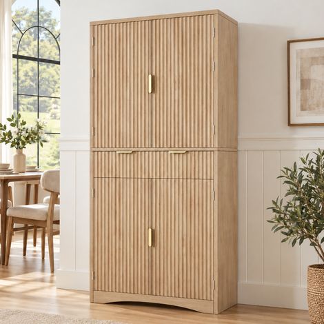 MEUBLIV Aufbewahrungsschrank 78 x 40 x 180 cm Holzoptik mit verstellbaren Einlegeböden (1/5)