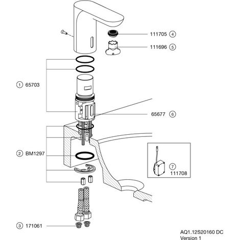 HEWI AQ1.12S20160 DC CAPTEUR Robinetterie lavabo électronique (1/2)