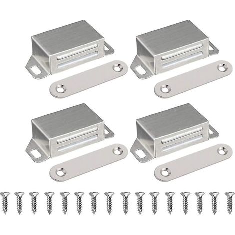 Verrou magnétique pour porte de placard - Aimant de fermeture de porte magnétique, aimant pour meubles, en acier inoxydable, puissant (10 kg)