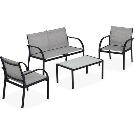 Garden Friend Salotto Ankara (2 Sessel 1 Tisch 1 Sofa) textilene Abdeckung grau mlange (1/3)
