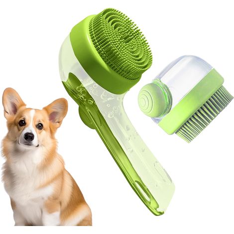 Hundebadebürste – Seifenbürste für Hunde Weiche Entwirrungsbürste für Welpen, Katzen und Pferde – Hygienemassage, Schuppen- und Flohentfernung (1/5)