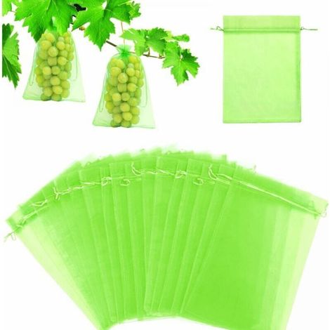 60 sachets de protection pour fruits 30x40cm, sachets de protection pour raisins, sachets en organza de jardin (vert mousse) (1/3)