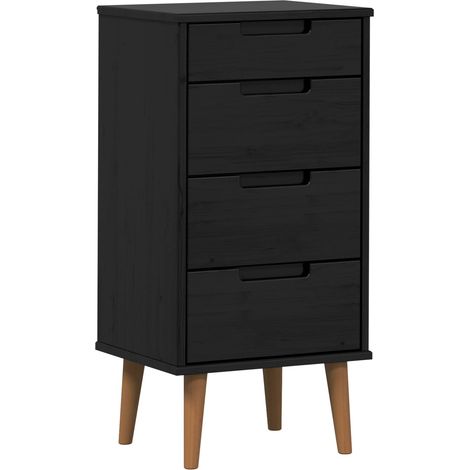 Commode MOLDE Noir 40 x 35 x 82 cm Bois de pin massif vidaXL (1/5)