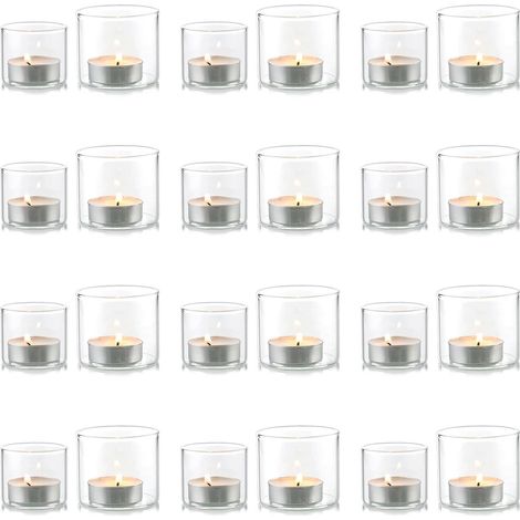 Porte-Bougies À Réchaud en Verre: 24 Mini Porte-Bougies À Réchaud Bougies Flottantes en Cristal Décoration Table Lors de Mariages en Plein Air de Fêtes de Fin D'année 4 cm (1/5)