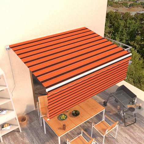 vidaXL Toldo retráctil manual con persiana 4x3 m naranja y marrón (1/5)