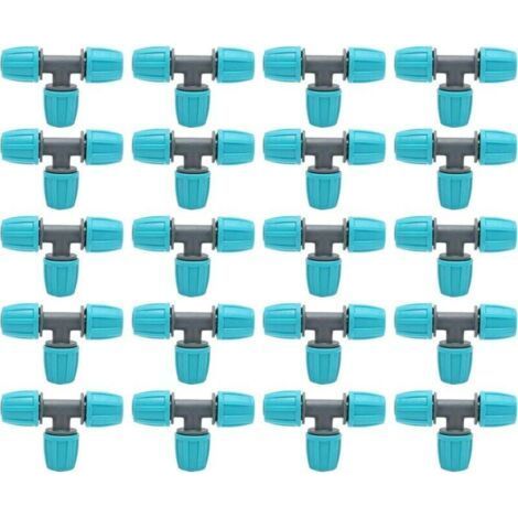 20pcs Barbed T-Fittings, 16mm Barbed Hose Fittings Drip Irrigation Fittings Tube T-Connectors 3-Way Adapter Hose Joints for Garden Yard Plant Watering (1/4)