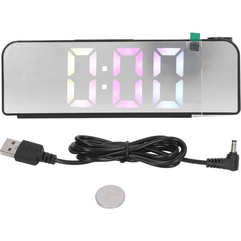 Reloj despertador con proyección LED, pantalla grande, caracteres grandes, visualización de 12/24 horas, 3 niveles de brillo, ideal para el dormitorio o la oficina.