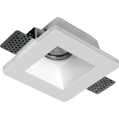 Portafaretto in gesso GU10 / MR16 da incasso 120x120x60mm Bianco Quadrato Novaline