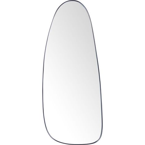 Miroir Mural Minimaliste à Suspendre en Métal Noir 39 x 95 cm Cadre en Métal Forme Ovale Cergy