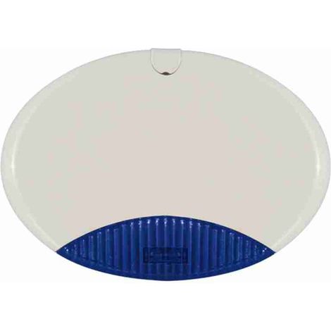 Sirena autoalimentada ISIDE 140-WB, color blanco - controles separados e informes de estado del sistema/alarma - luz intermitente azul programable de alto brillo