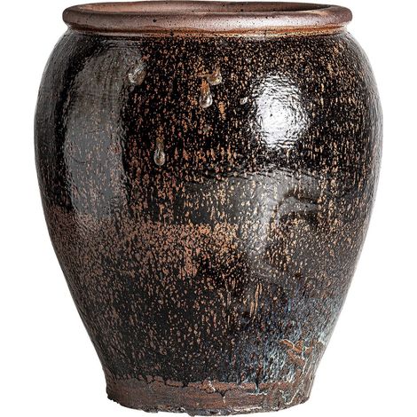 Amphore colonial marrón en cerámica de diseño - Ton marron chocolat avec nuances cuivrées (1/5)