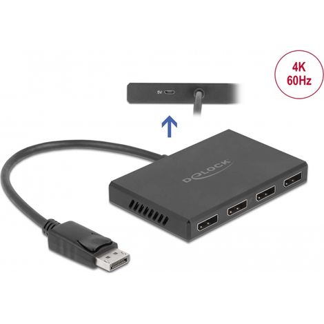 Delock Divisor DisplayPort 1.4 1 x Entrada DisplayPort  4 x Salida DisplayPort