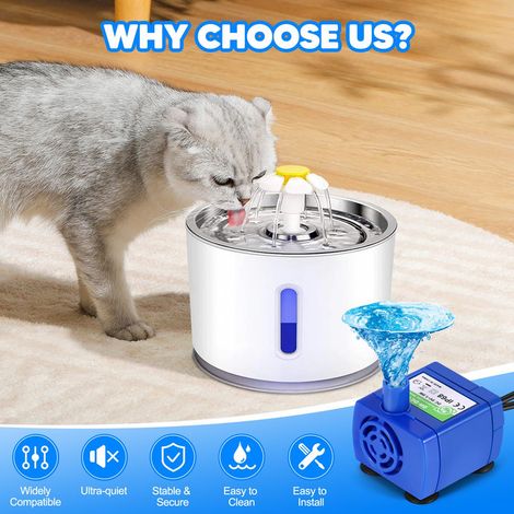Pompe pour fontaine à eau pour chat et chien USB silencieuse avec LED 1.5W
