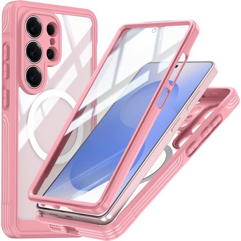 Coque antichoc avec verre trempé pour MagSafe pour Samsung Galaxy S26 Ultra, rose (1/5)
