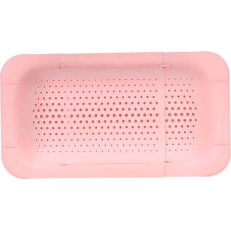 Teleskopierbarer, rutschfester Abtropfkorb, rostbeständiges Küchenaccessoire, Rosa (1/5)